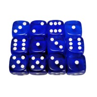 Set 12 zaruri de 12 mm, albastre, de calitate, plastic translucid