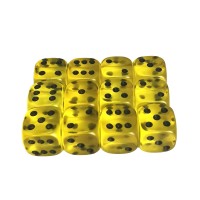 Set 12 zaruri de 12 mm, galbene, de calitate, plastic translucid