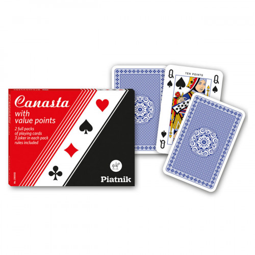 Set de 2 pachete de carti de joc Piatnik, Canasta, cu value points inscriptionate pe carti