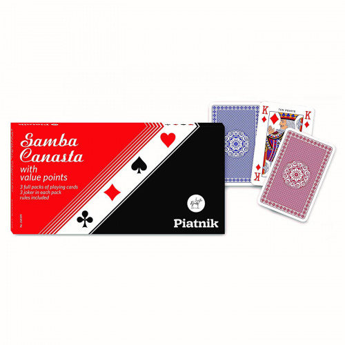 Set de 3 pachete de carti de joc Piatnik, Samba Canasta, cu value points