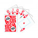 Set carti de joc poker, oficiale World Series of Poker - WSOP, de competitie, 100% plastic, index mare, 2 pachete, culoare spate negru, respectiv rosu