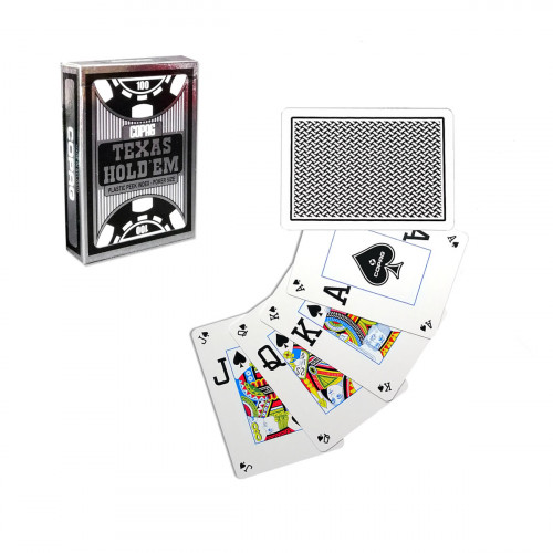 Carti de joc poker, Texas Hold'em, profesionale, 100% plastic, index mare + peek Index, culoare spate negru
