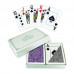 Set carti de joc poker Copag Unique (Brazilia), 100% plastic, 2 pachete, purple si grey, in cutie de lux alba