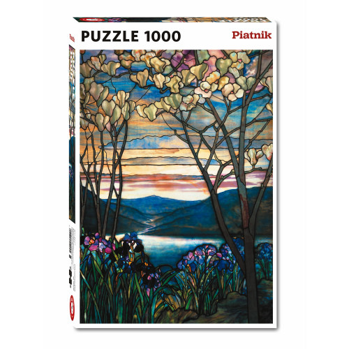 Puzzle Piatnik "Tiffany - magnolii si irisi", 1000 piese, dimensiune 68 x 48 cm, produs in Austria
