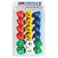 ZARITMETICA 3 NUMERE MARI - Set de 8 jocuri cu zaruri, educative si distractive, pentru exersarea aritmeticii cu numere mari