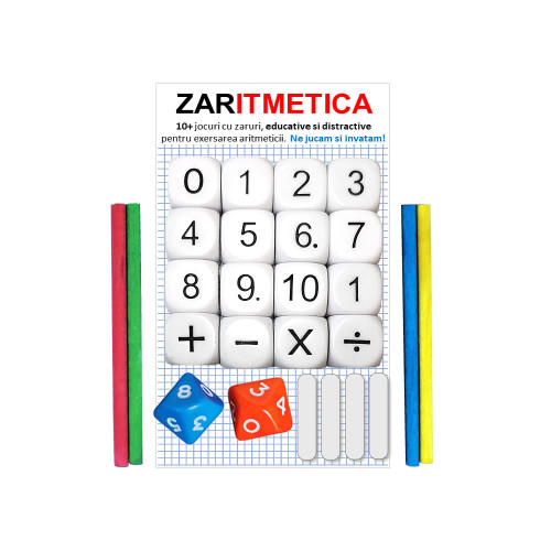 ZARITMETICA - Set de 10 jocuri cu zaruri, educative si distractive, pentru exersarea aritmeticii si logicii